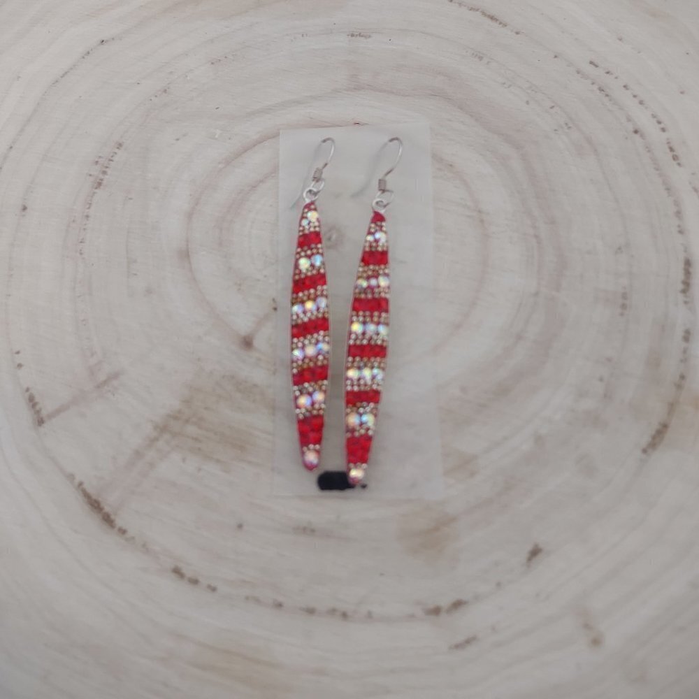 New 925 sterling silver Drop Earrings Red and White Stone Fashion Jewelry‎